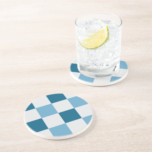 Weißes und blaues Karton Getränkeuntersetzer (Seite)