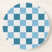 Weißes und blaues Karton Getränkeuntersetzer (Vorne)