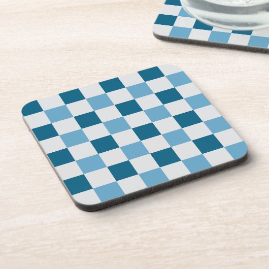 Weißes und blaues Karton Getränkeuntersetzer (Linke Seite)