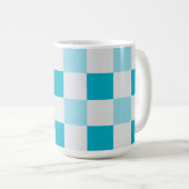 Weißes und blaues Karton Kaffeetasse (VorderseiteRechts)