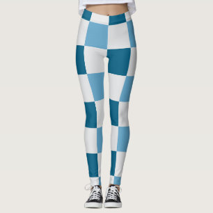 Weißes und blaues Karton Leggings