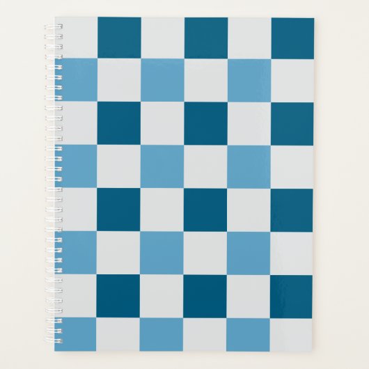 Weißes und blaues Karton Planer (Vorderseite)