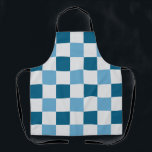 Weißes und blaues Karton Schürze<br><div class="desc">Cooles weißes und staubblaues Schachbrettmuster.</div>