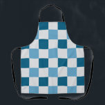 Weißes und blaues Karton Schürze<br><div class="desc">Cooles weißes und staubblaues Schachbrettmuster.</div>