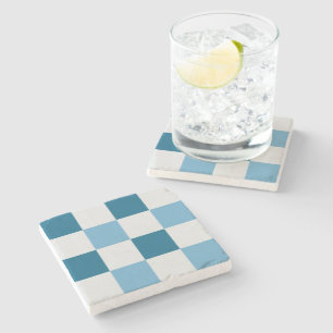 Weißes und blaues Karton Steinuntersetzer