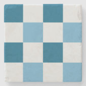 Weißes und blaues Karton Steinuntersetzer (Vorderseite)