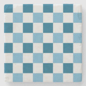 Weißes und blaues Karton Steinuntersetzer (Vorderseite)
