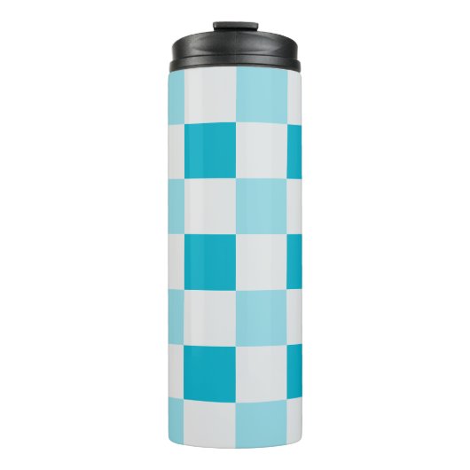 Weißes und blaues Karton Thermosbecher (Vorderseite)