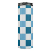 Weißes und blaues Karton Thermosbecher (Rückseite)