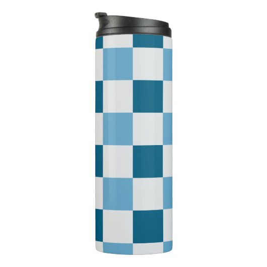 Weißes und blaues Karton Thermosbecher (Nach rechts gedreht)
