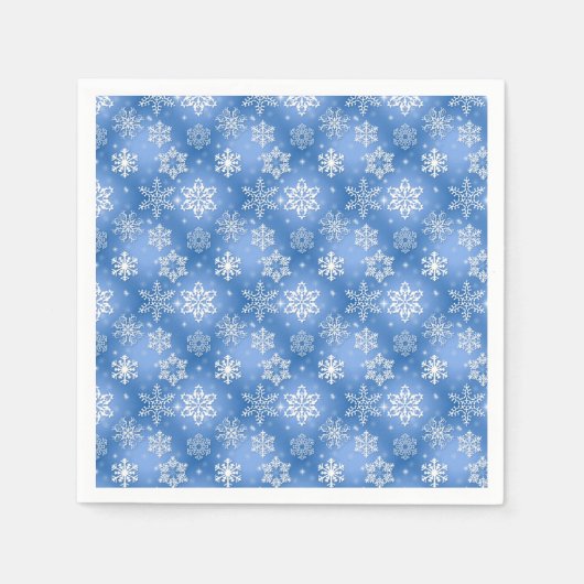 Weißes und blaues Schneeflockenmuster Serviette (Vorderseite)