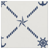 Weißes und blaues Seemonogramm Stoff (Nahaufnahme)