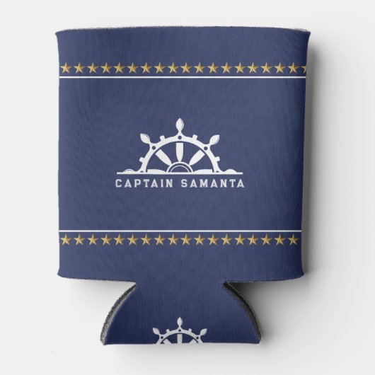 Weißes und blaues Wasserschiff während Gold Stars Dosenkühler (Vorderseite)