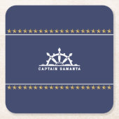 Weißes und blaues Wasserschiff während Gold Stars Rechteckiger Pappuntersetzer (Vorderseite)