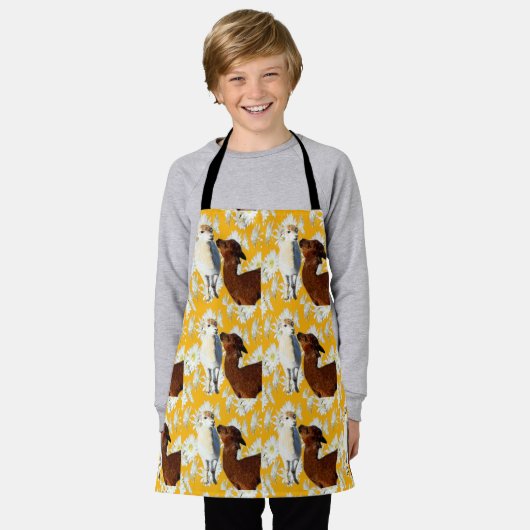Weißes und braunes Alpacas, Kinder drucken Schürze (Getragen)