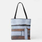 Weißes und braunes Holzbrett Tasche (Rückseite)