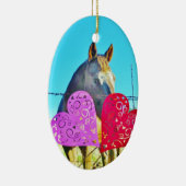 Weißes und braunes Pferd Valentine Hearts Keramikornament (Rechts)