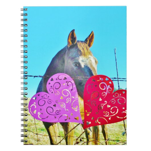 Weißes und braunes Pferd Valentine Hearts Notizblock (Vorderseite)