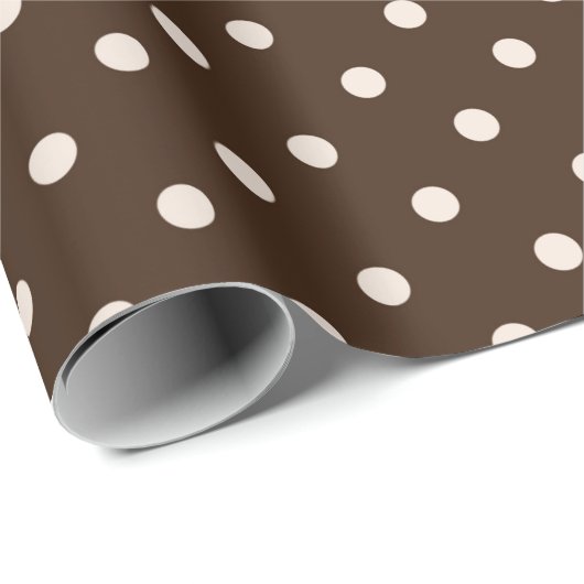 Weißes und braunes Polka Dot Wrapping Paper Geschenkpapier (Rolleneckpunkt)