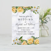 Weißes und gelbes Blossom Delikate Hochzeit Einladung (Stehend Vorderseite)