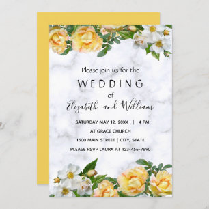 Weißes und gelbes Blossom Delikate Hochzeit Einladung