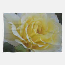 weißes und gelbes Rosenhandtuch Küchentuch