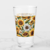 Weißes und gelbes Sonnenblumen Glas (Rückseite)