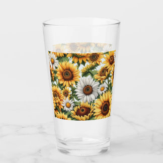 Weißes und gelbes Sonnenblumen Glas