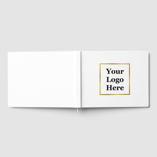 Weißes und goldenes Business-Logo Gästebuch (Voll)
