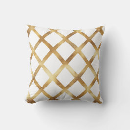 Weißes und goldenes Diamant-Gitterkissen Kissen