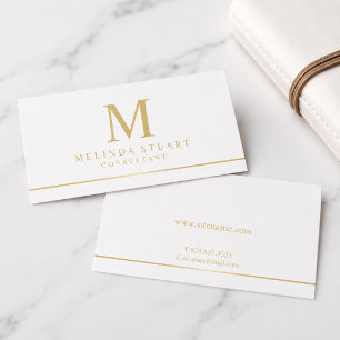 Weißes und goldenes elegantes Monogramm Visitenkarte