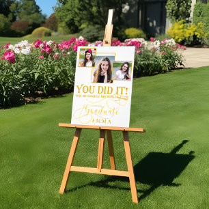 Weißes und goldenes Erinnerungsstück zur Abschluss Fotodruck