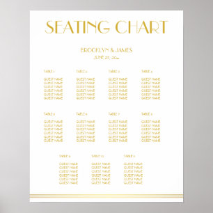 Weißes und goldenes Hochzeitsdiagramm Poster 16x20