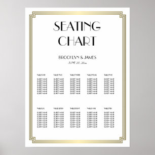 Weißes und goldenes Hochzeitsdiagramm Poster 18x24
