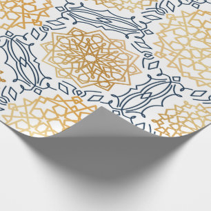 Weißes und goldenes islamisches Arabesque-Papier Geschenkpapier