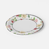 Weißes und goldenes Magnolia-Papier Pappteller (Schrägansicht)