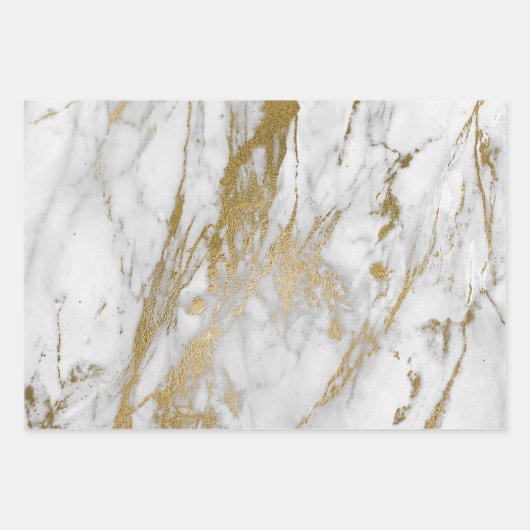 Weißes und goldenes Marmorbild Geschenkpapier Set (Vorderseite 3)