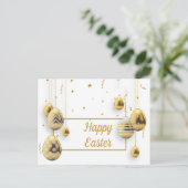 Weißes und goldenes Ostereier Postkarte (Stehend Vorderseite)
