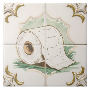 Weißes und goldenes Toilettenpapier Roll Funny Bad Fliese
