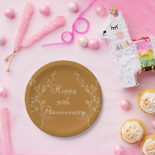 Weißes und goldfarbenes Papierplatte Pappteller (Party)