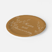 Weißes und goldfarbenes Papierplatte Pappteller (Schrägansicht)