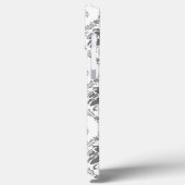 Weißes und graues Damaskus-Lochmuster Case-Mate iPhone Hülle (Rückseite / Links)