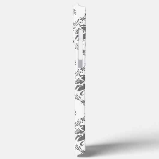 Weißes und graues Damaskus-Lochmuster Case-Mate iPhone Hülle (Rückseite / Links)