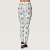 Weißes und graues Damaskus-Lochmuster Leggings (Rückseite)