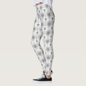 Weißes und graues Damaskus-Lochmuster Leggings (Links)