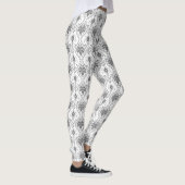 Weißes und graues Damaskus-Lochmuster Leggings (Rechts)