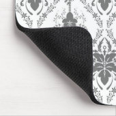 Weißes und graues Damaskus-Lochmuster Mousepad (Ecke)