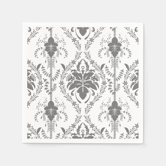 Weißes und graues Damaskus-Lochmuster Serviette (Vorderseite)