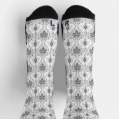 Weißes und graues Damaskus-Lochmuster Socken (Oben)
