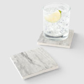 Weißes und graues Marmorbeschaffenheits-Muster Steinuntersetzer (Seitenansicht)